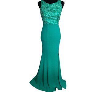 Miss Kim Emerald Green Sleeveless Gown - Size Small